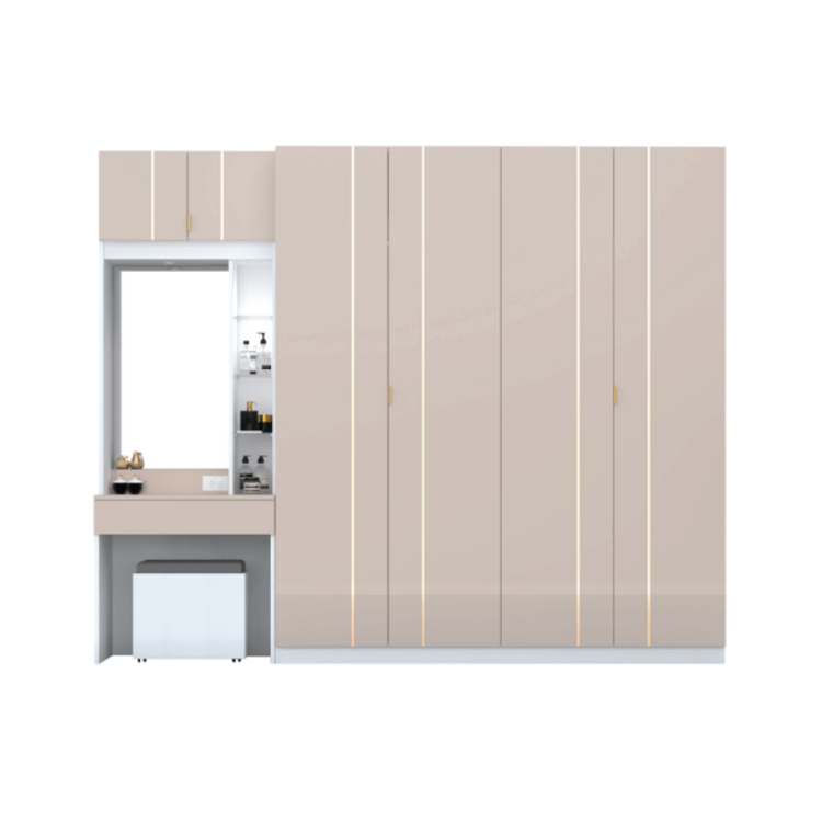ชุดห้องนอน 6 ฟุต WISDOM DESIGN FURNITURE รุ่น NOBLE สีขาว/กลอสซี่เบจ_2